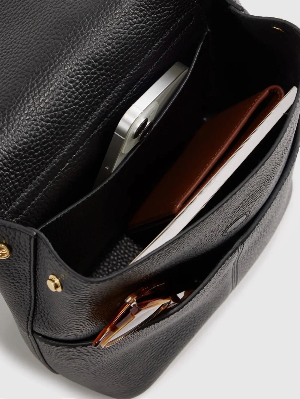 Quince Italian Leather Small Backpack in Black 955